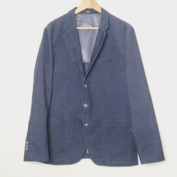Matinique | Mens Blue Corduroy Blazer Jacket Navy Blue Pockets Preppy Staple 42 - Picture 1 of 11